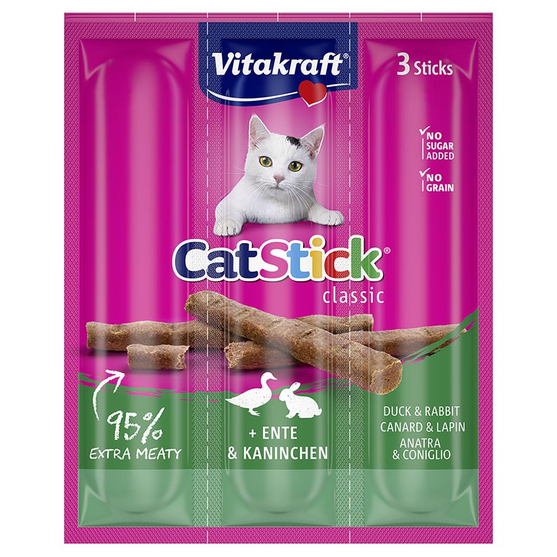 STICK CAT MINIS VITAKRAFT PATO Y CONEJO 18GR 3UNID x 20 UNID