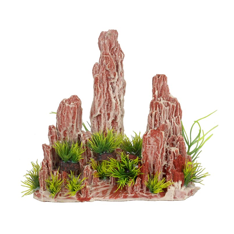 ROCAS MARRON CON PLANTAS 17.5 x 7 x 17CM 4H