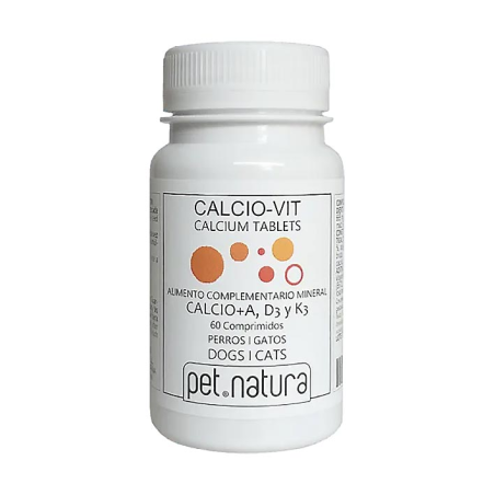 CALCIO VIT AD3E Y K3 PET NATURA 60 CP