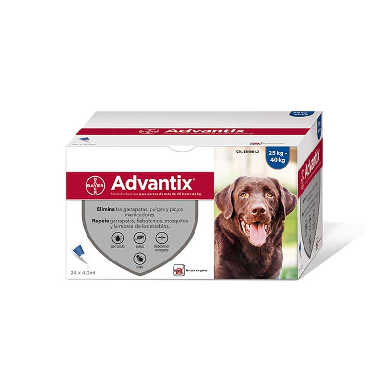 ADVANTIX  y  25 KG ENVASE CLINICO 24 PIPETAS