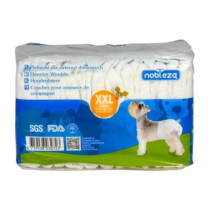 PAÑALES PARA PERROS 38x58cm 18-32KG XXL 12unid 4H