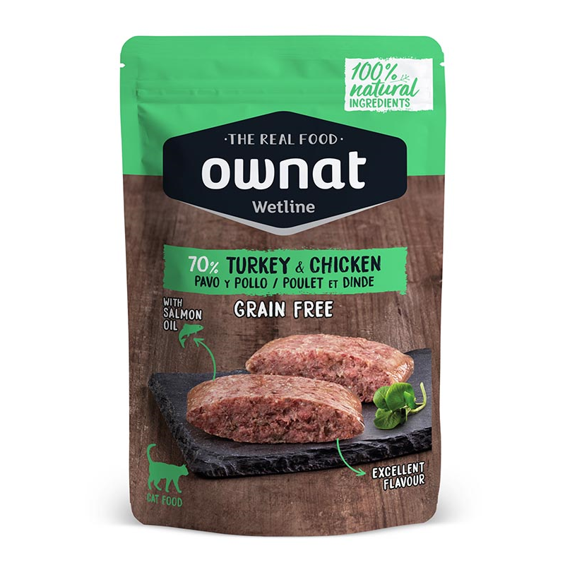 OWNAT WETLINE TURKEY & CHICKEN CAT 85gr