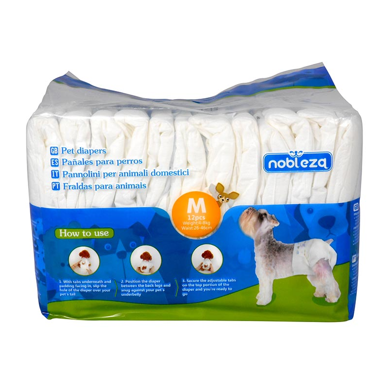 PAÑALES PARA PERROS 26x46cm 4-8KG M 12unid 4H