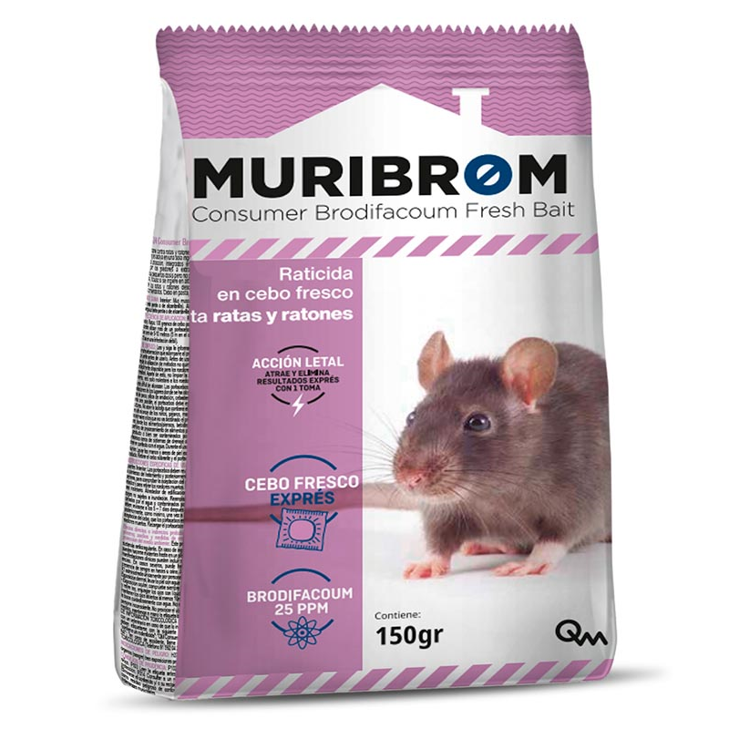 MURIBROM RATICIDA CEBO FRESCO 150gr BRODIFACOUM (caja 28 unid.)