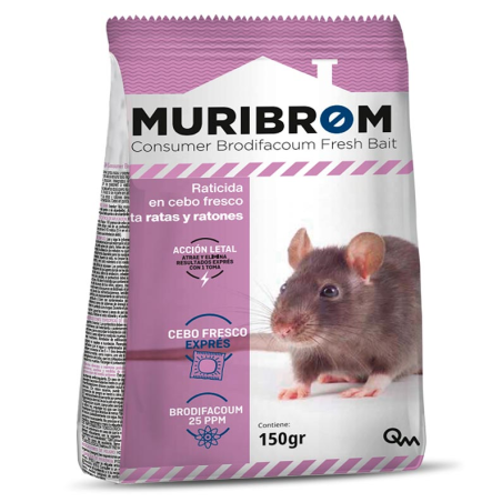 MURIBROM RATICIDA CEBO FRESCO 150gr BRODIFACOUM (caja 28 unid.)