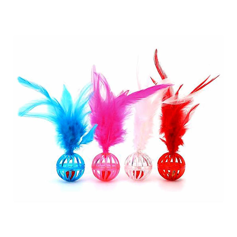 PELOTAS GATO CON PLUMA Y CASCABEL 12 x 4cm 4H