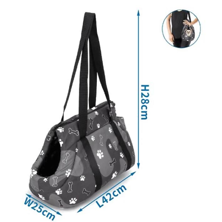 BOLSO NYLON HUELLAS/HUESITOS 42 x 25 x 28 CM NEGRO 4H