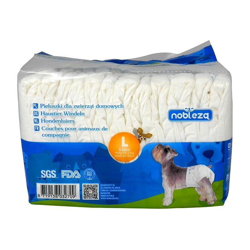 PAÑALES PARA PERROS 30x50cm 6-11KG L 12unid 4H
