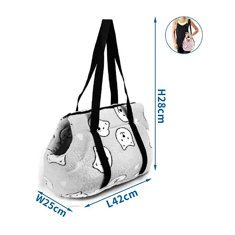 BOLSO NYLON CARITA PERRO GRIS 42 x 25 x 28 CM 4H