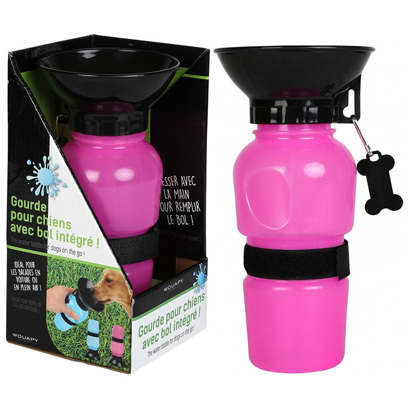 BEBEDERO CON BOL INTEGRADO ROSA 500ML