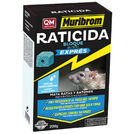 MURIBROM RATICIDA BLOQUE BRODIFACOUM AZUL 200gr