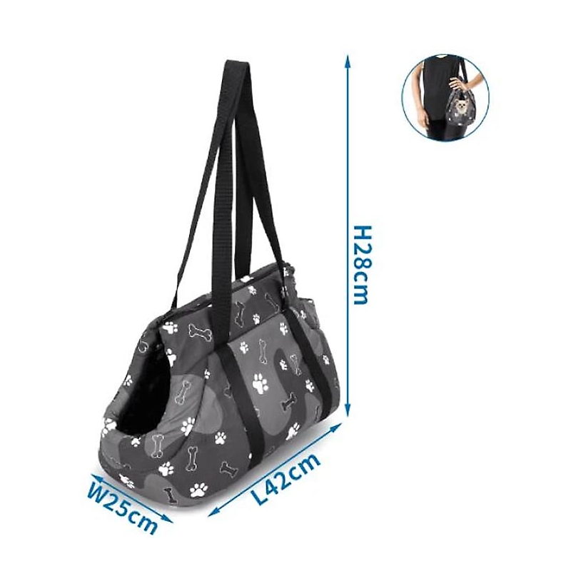 BOLSO NYLON HUELLAS/HUESITOS  42 x 25 x 28 CM NEGRO 4H