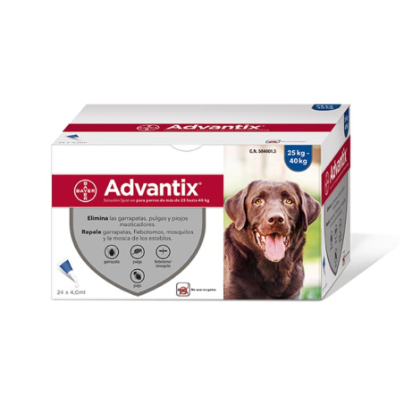 ADVANTIX  y  25 KG ENVASE CLINICO 24 PIPETAS