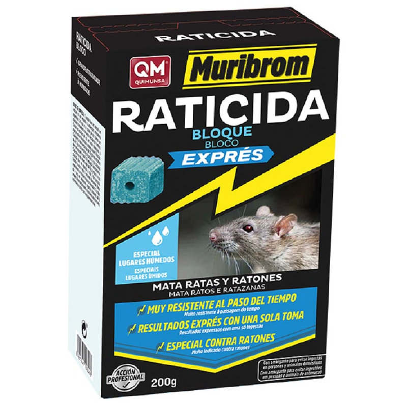 MURIBROM RATICIDA BLOQUE BRODIFACOUM AZUL 200gr