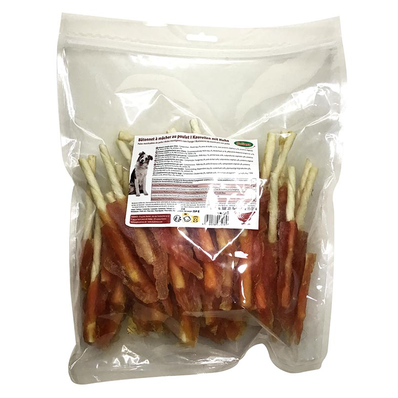 ROLLITOS MASTICABLES CON POLLO 12CM/750GR (50UNID)