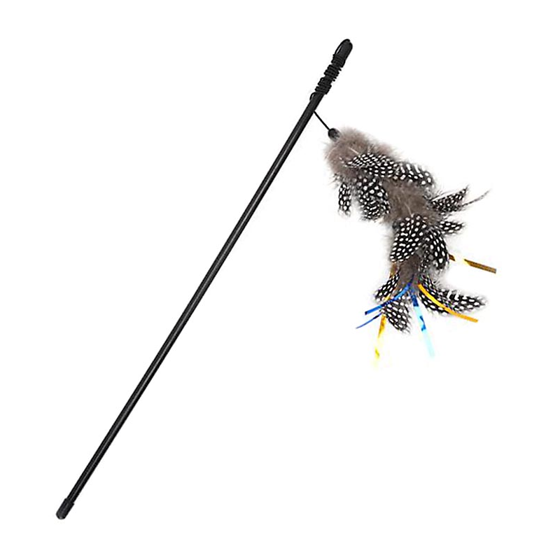 PERCHA GATO C/PLUMAS MARRON 47cm 4H