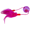 JUGUETE GATO PELOTA CON PLUMAS ROSA