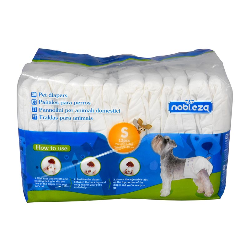 PAÑALES PARA PERROS 22x40cm 2-4KG S 12unid 4H