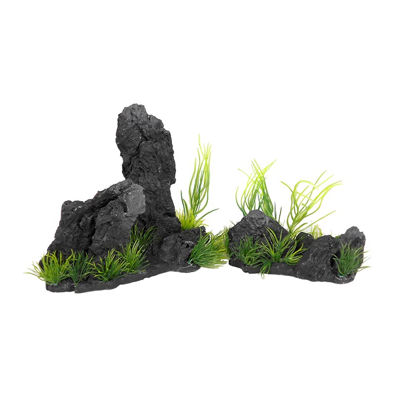 ROCAS CON PLANTAS 2PCS 16 x 8 x 15CM/13.5 x 7 x 5CM 4H