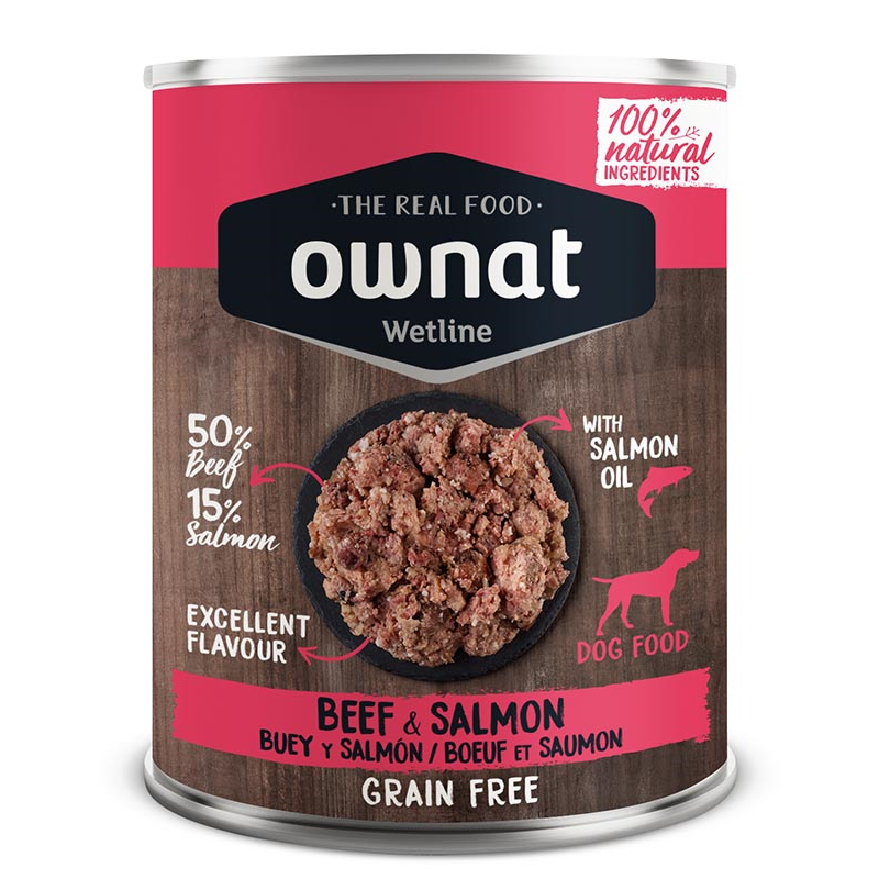 OWNAT WETLINE BEEF AND SALMON DOG 395gr