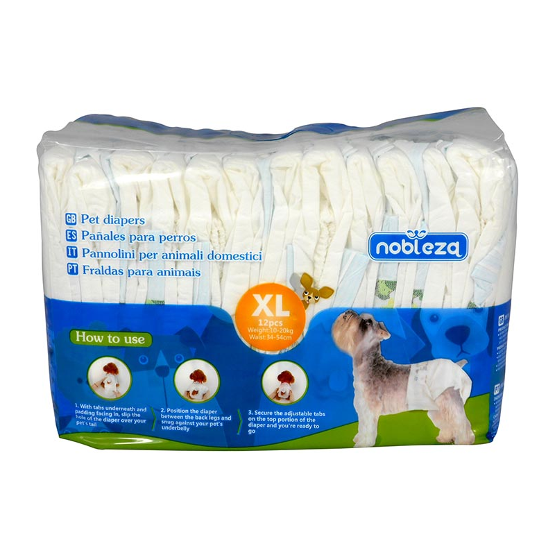 PAÑALES PARA PERROS 34x54cm 10-20KG XL 12unid 4H