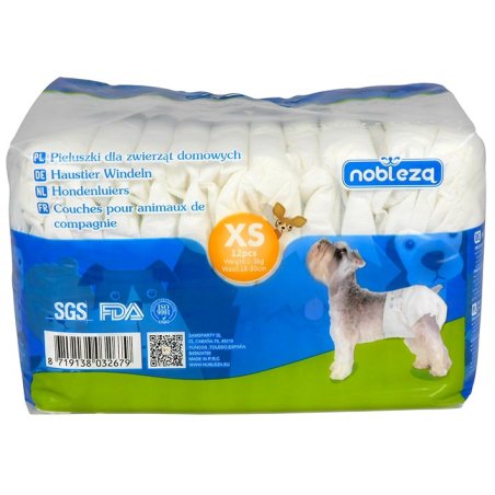 PAÑALES PARA PERROS 18x30cm 1-3KG XS 12unid 4H